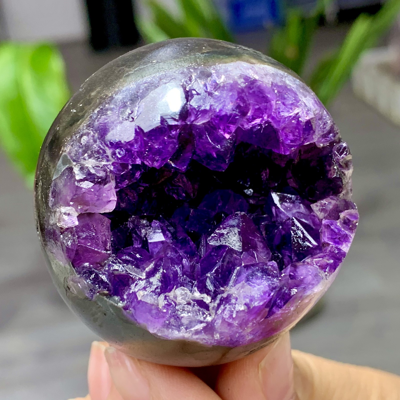 146GNatural Amethyst Agate Opening Smile Quartz Cluster Crystal Specimen Healing