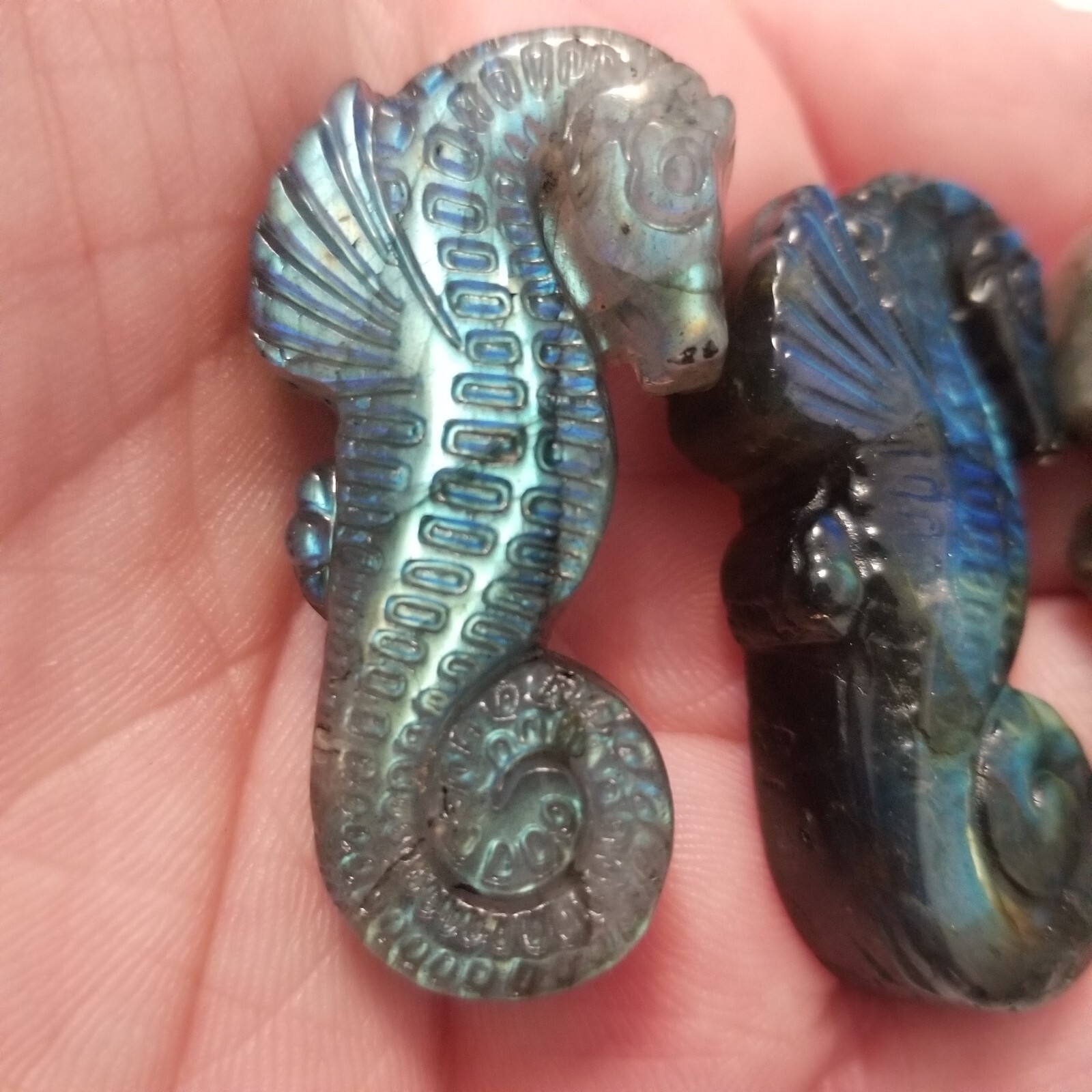 2″ Labradorite Seahorse Figurine Carving Specimen Rocks Crystal