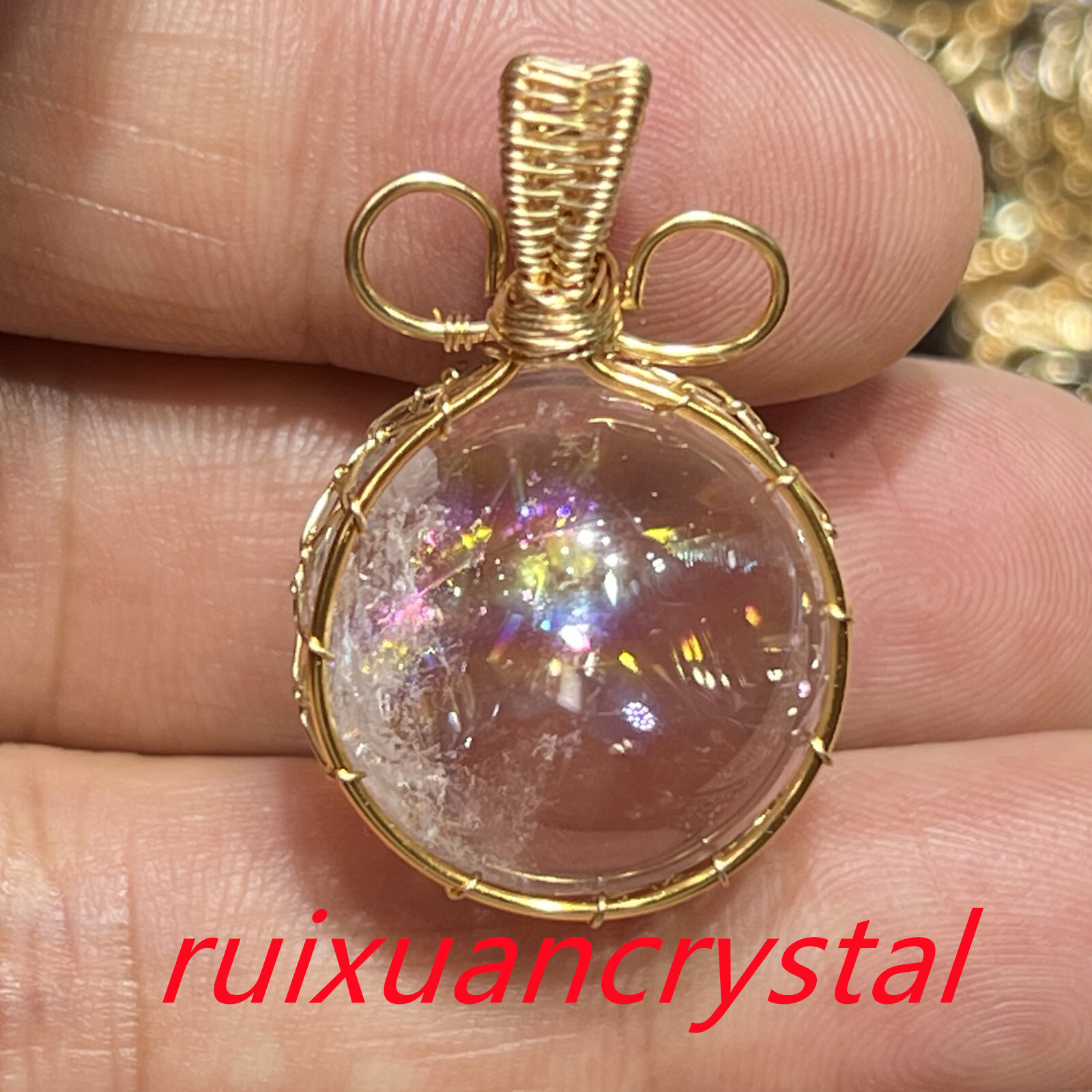 1PC Natural clear crystal Quartz sphere Rainbow Crystal Ball pendant Healing
