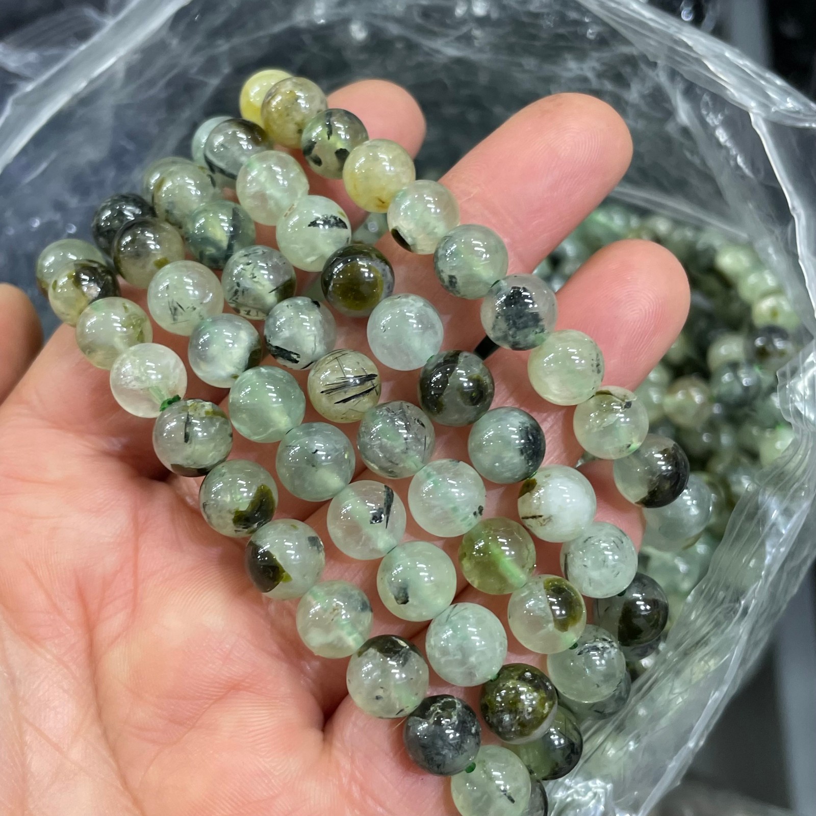 5pc 8mm Natural green agate Bead Bracelet Reiki Crystal Quartz Healing Decorate