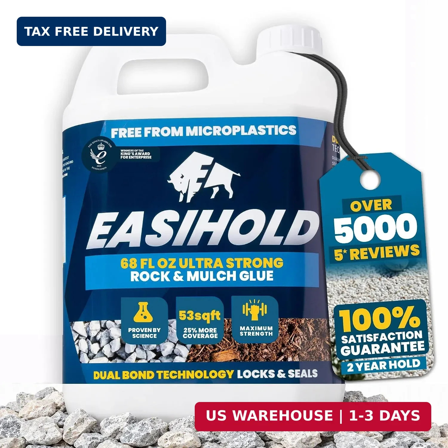 Easihold Rock Glue – Gravel Binder for Pea Gravel & Stones. Long-Lasting Mulch G
