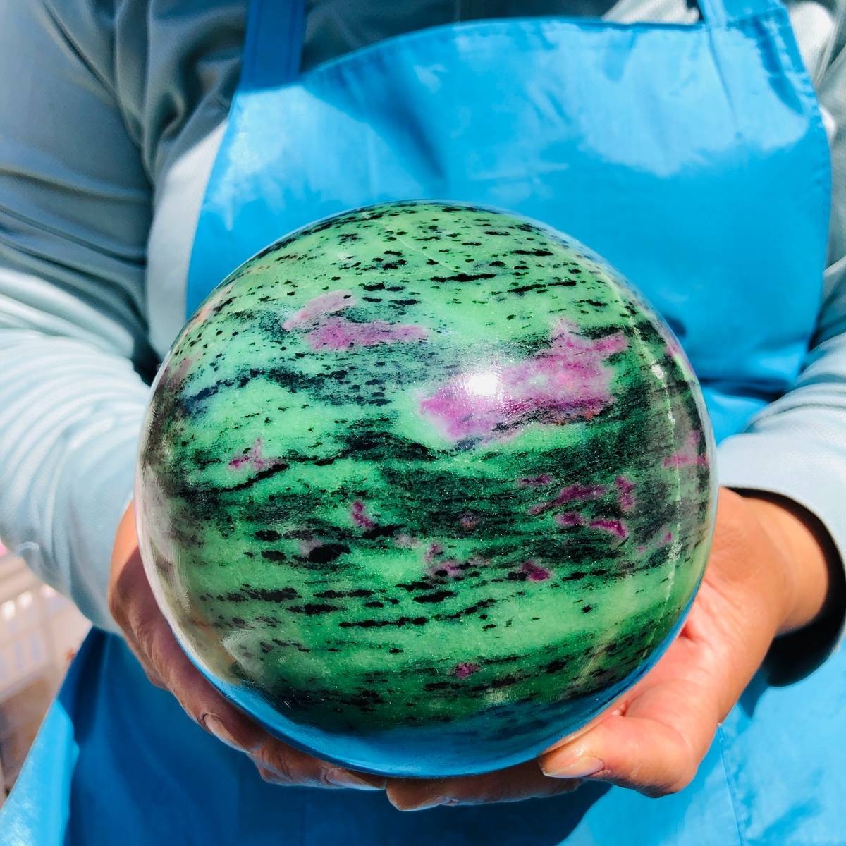 7.28LB Natural green Ruby zoisite (anylite) crystal ball sample Healing