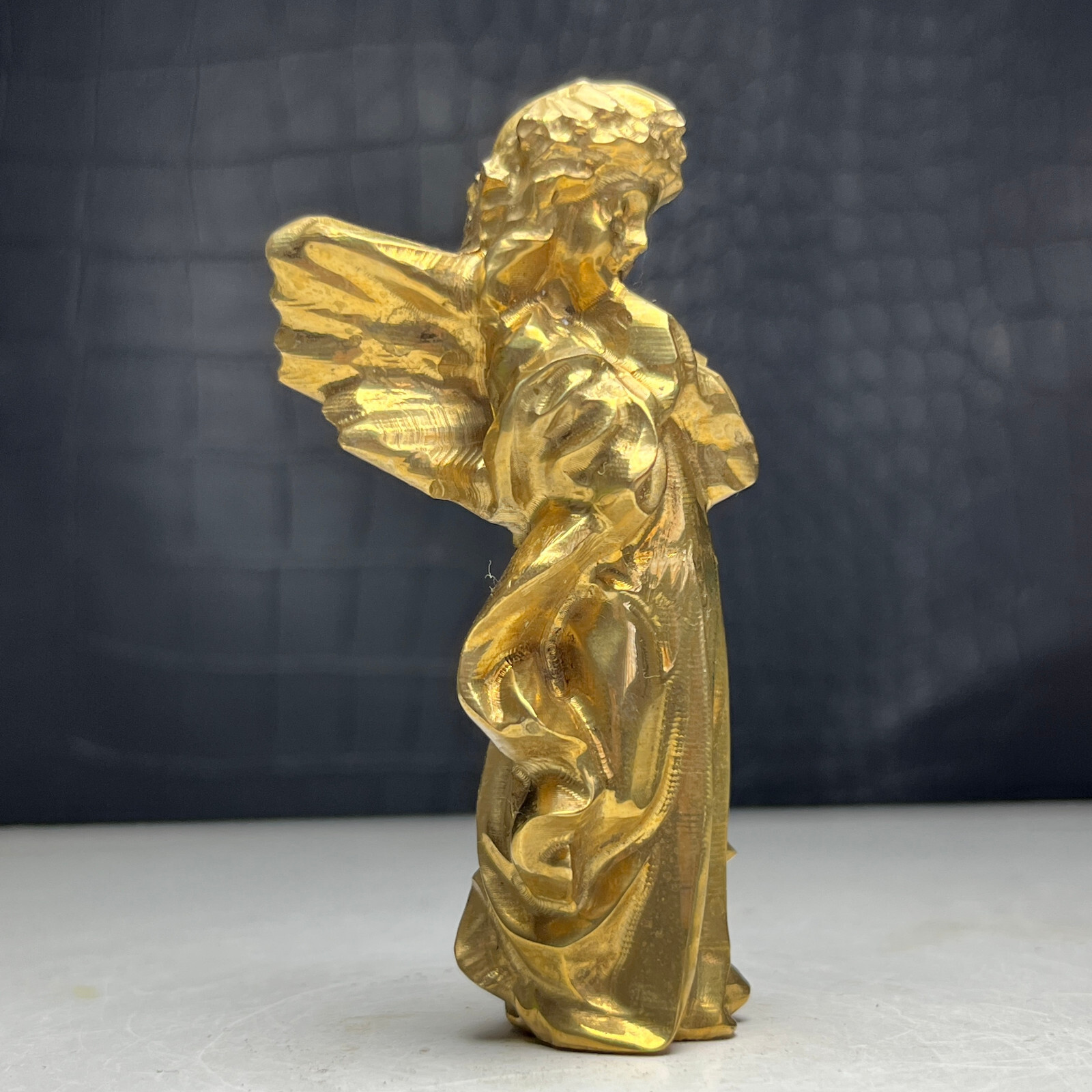 Natural Crystal Mineral Specimen.Brass. Hand-carved Angell. Gift. BP