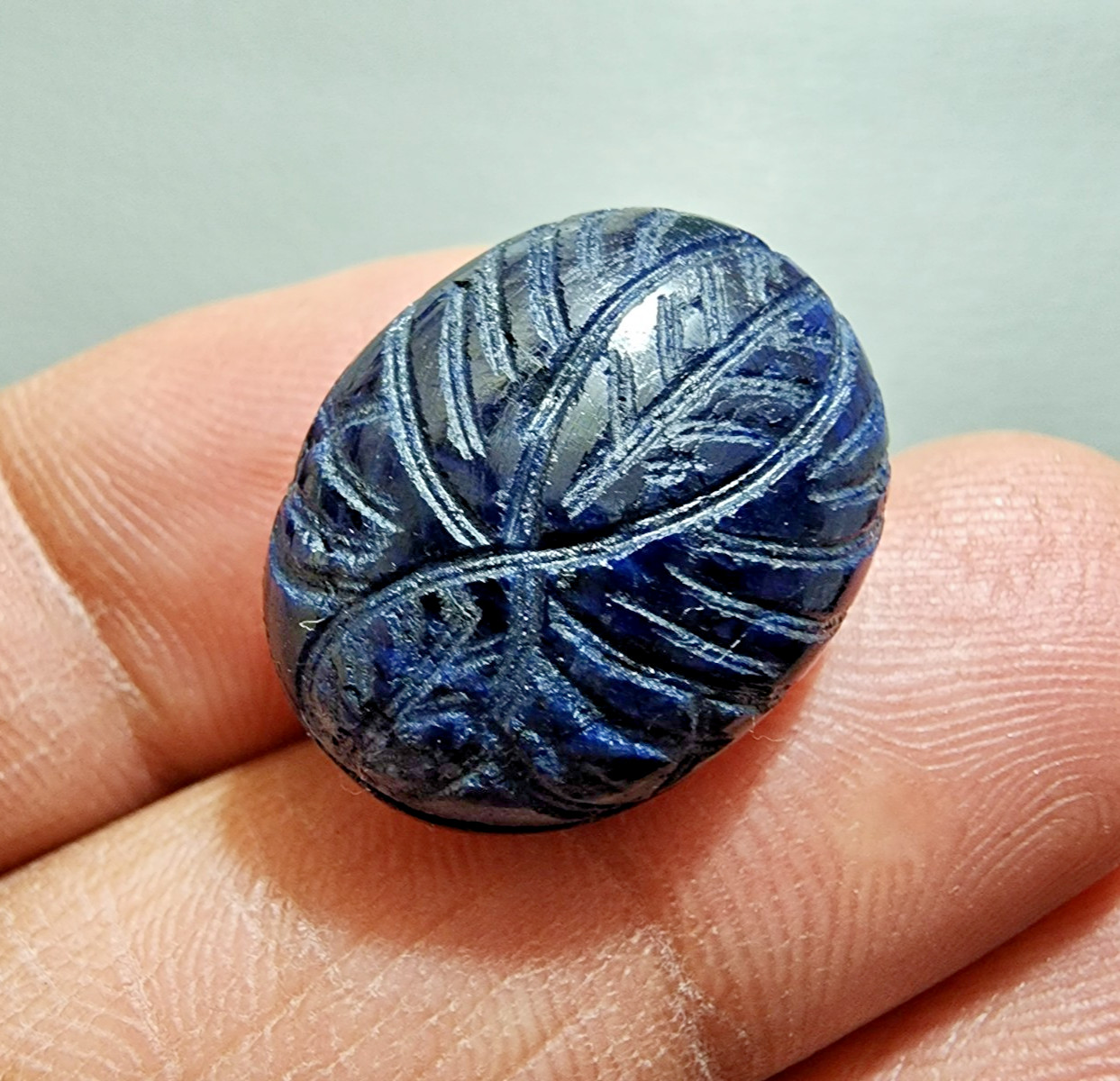 38.60Ct AAA+ Blue Sapphire Carving Handcrafted Gemstone Loose Gemstone Jewelry