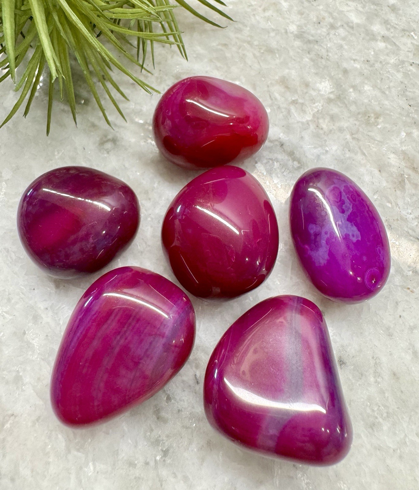 New Big Chunky Genuine Layered Pink-Purple Agate Crystal Tumbled Stone Set of 6