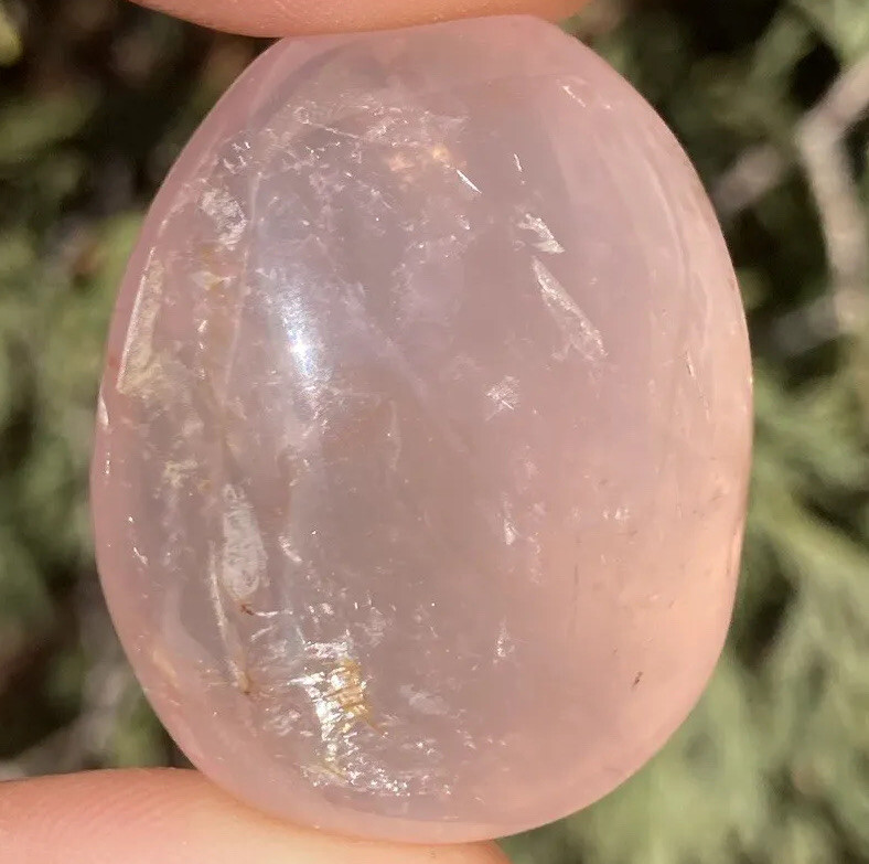 Handmade Polished PINK ROSE QUARTZ Healing Crystal Palm Stone Pebble MADAGASCAR