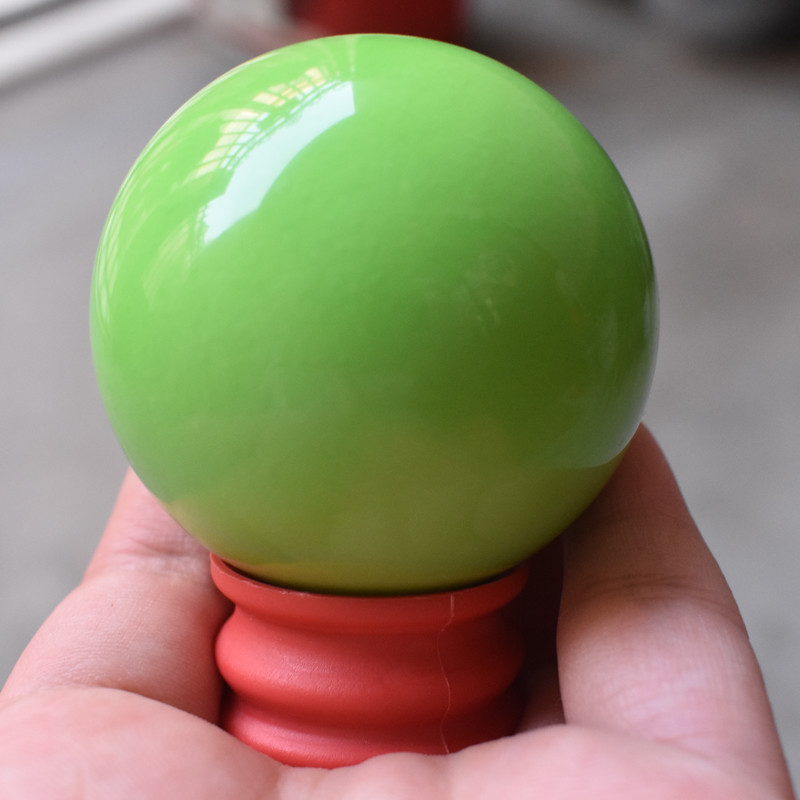 51MM Green Luminous Jade Crystal Sphere Ball Glow In The Dark Stone With Base