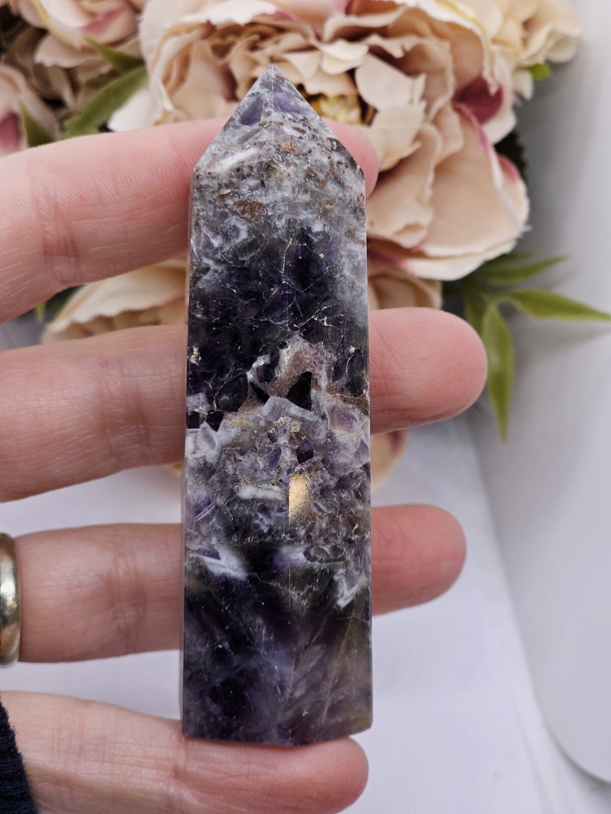 ✨️SALE✨️ Amethyst Crystal Tower Point (2) Healing 7.8cm 73g Purple Stress Relief