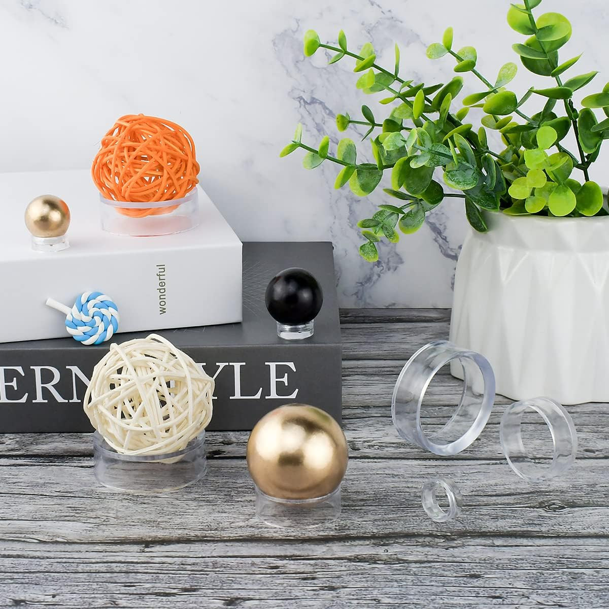 12Pcs Acrylic Sphere Stand Clear round Sphere Holder Plastic Display