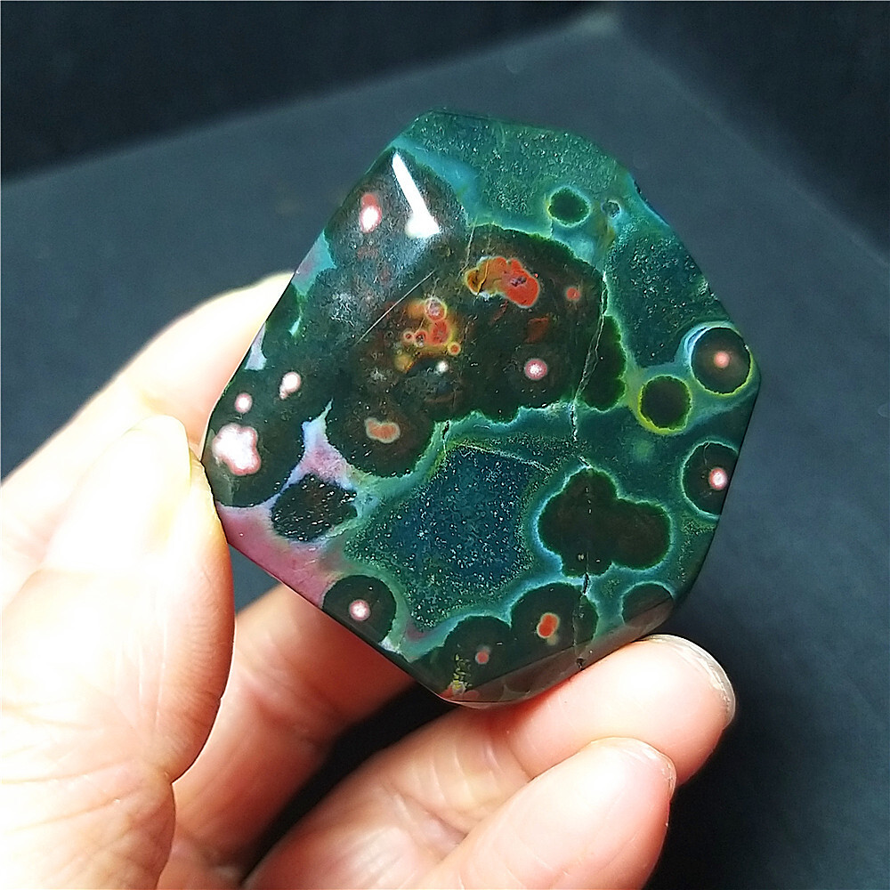 TOP 72G Natural Polished Orbicular Ocean Jasper 8th Vein Reiki Healing B741