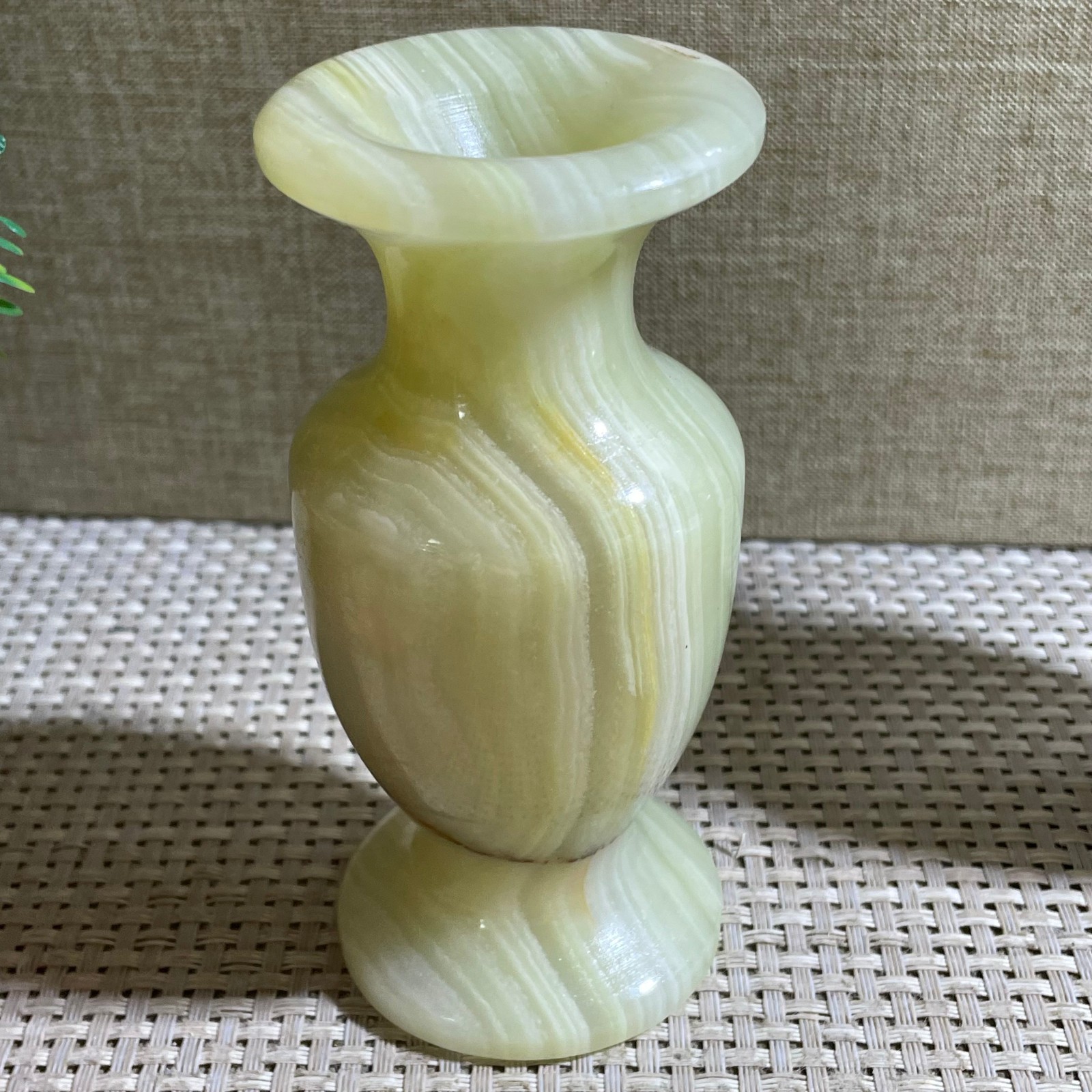 Afghan Jade, Banded Green Onyx Vase home decor 426g