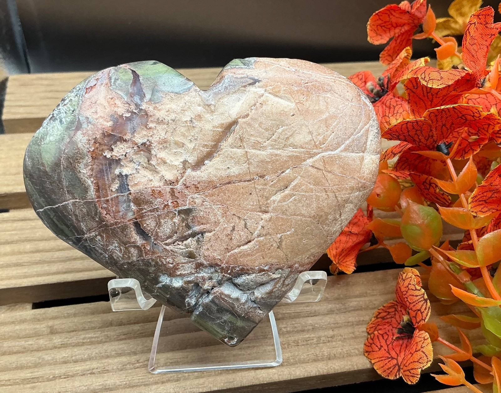290g Natural Semi- Polished Ocean Jasper Crystal Heart Madagascar