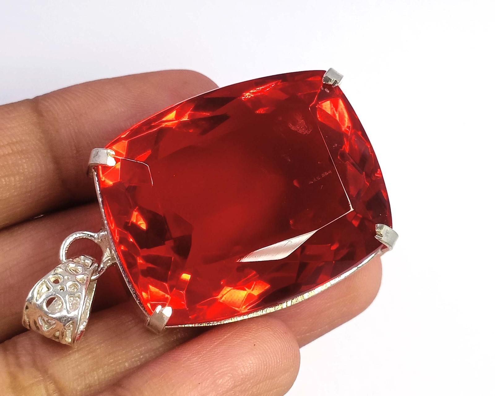 120 CT Natural Red Ruby Cushion Shape 925 Silver Pendant IGL Certified Gems 6JDA