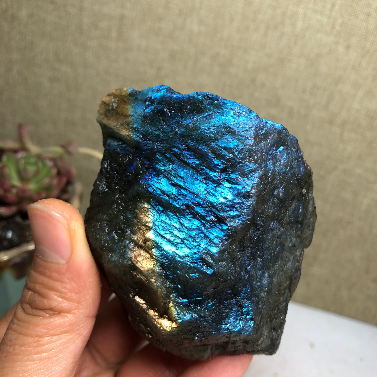 68mm Natural Labradorite Crystal gemstone rough original Specimen 239g A3459