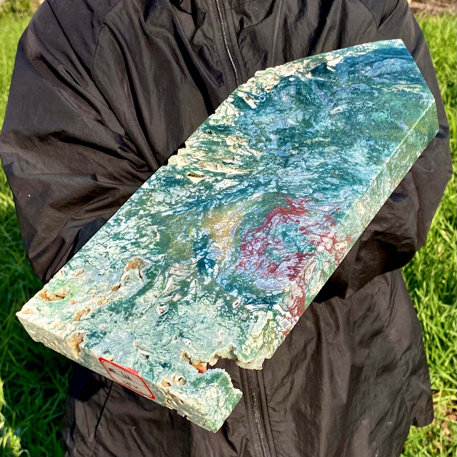 7.73LB Natural green moss agate quartz crystal obelisk aura healing