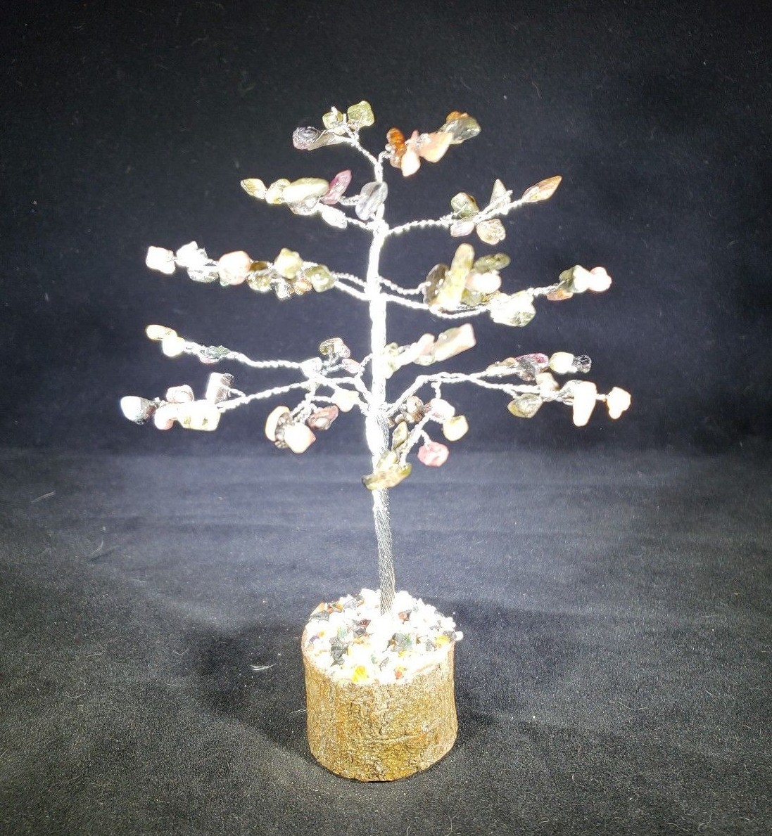 NATURAL MULTI-TOURMALINE GEMSTONE CHIP TREE WITH 100 STONES CRYSTAL TREE OF LIFE