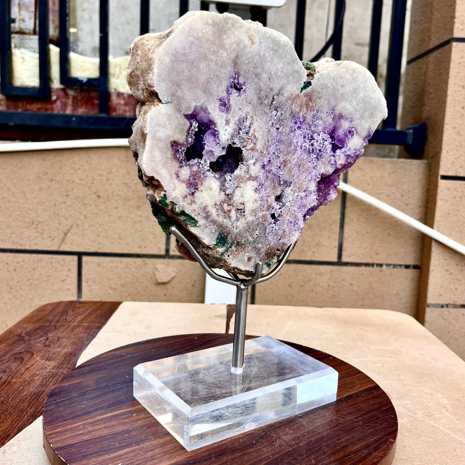 9.53LB Natural purple pink crystal raw ore hand carved heart-shaped healing