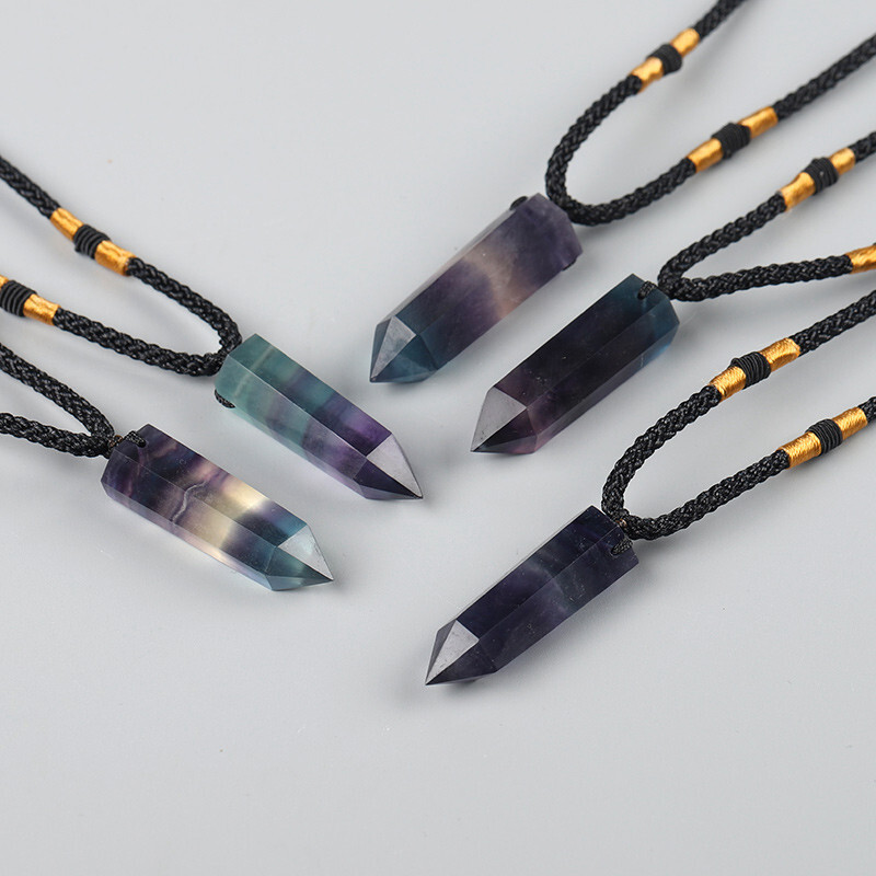 Natural Quartz Crystal Pendant Healing Stone Necklace Pendulum Women Men Gift US
