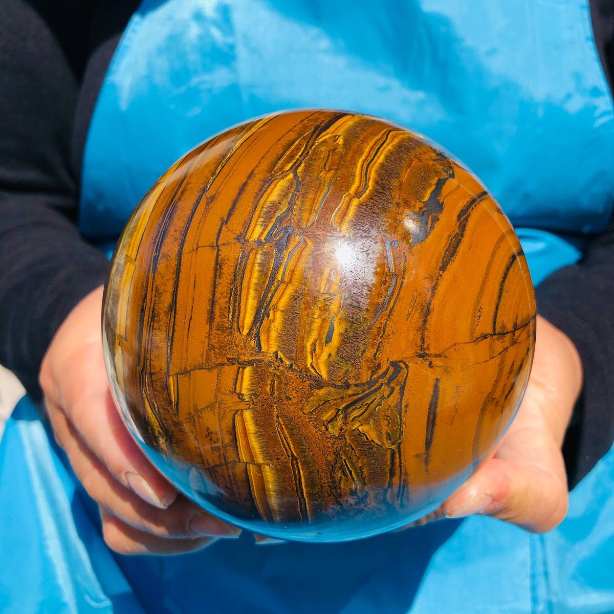 1920g Rare NATURAL Yellow tiger eye quartz crystal ball Healing stone