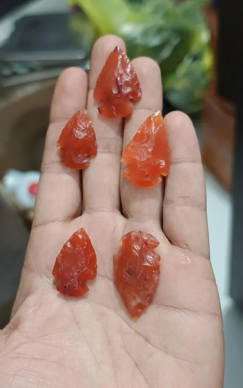 Premium Natural Carnelian Arrowhead Gemstone Carving for Jewelry Making