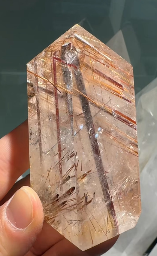 290g Natural Rutilated Quartz Obelisk Crystal Mineral specimen reiki Decor