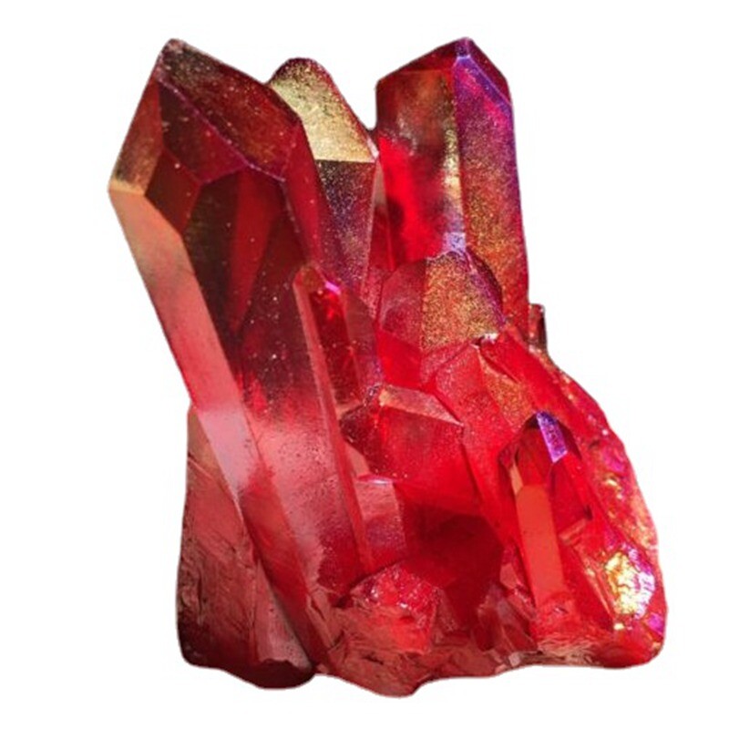 50g Natural Aura Red Titanium Geode Quartz Crystal Cluster Rough Gemstone Reiki