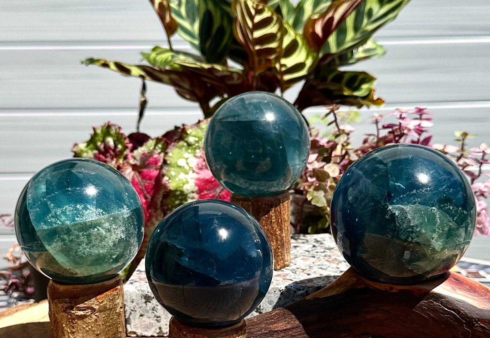 Wholesale Lot 4-5 PCs Natural Blue Fluorite Sphere Crystal Ball Healing