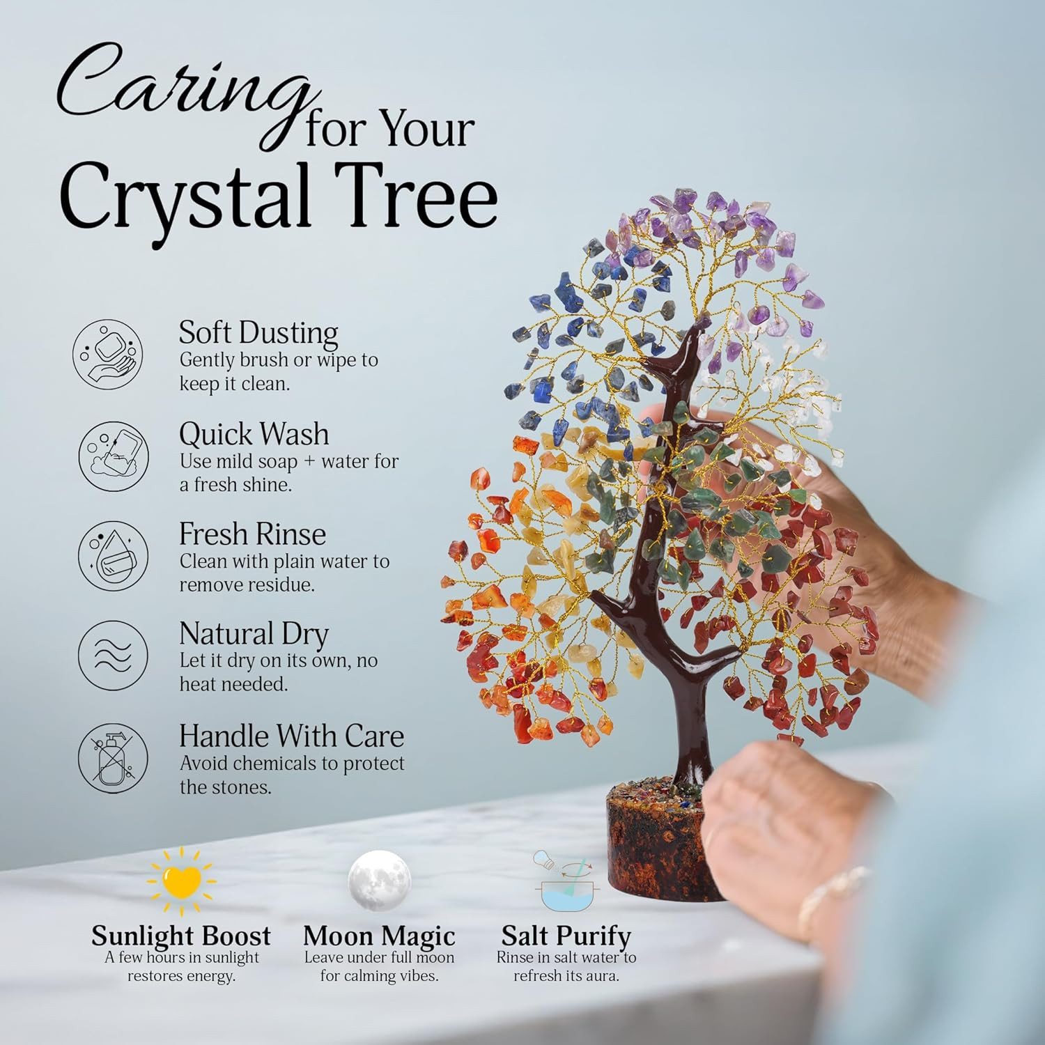 7 Chakra Crystal Tree of Life Birthday Gifts for Women | Handmade Healing Crysta