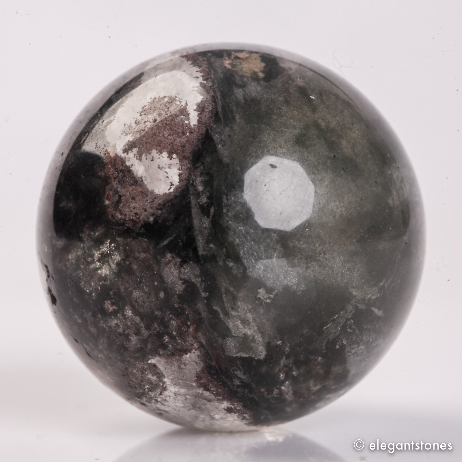 61g35mm Natural Garden/Phantom/Ghost/Lodolite Quartz Crystal Sphere Healing Ball
