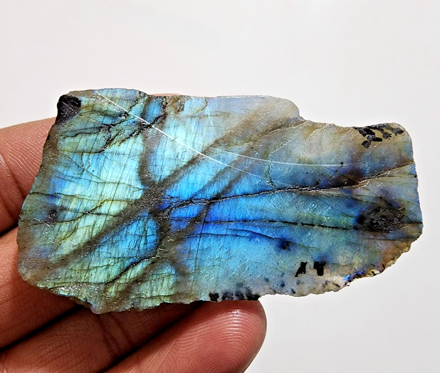 244Ct Crystal Labradorite Slab Rough Gemstone Raw Labradorite Jewelry For Making