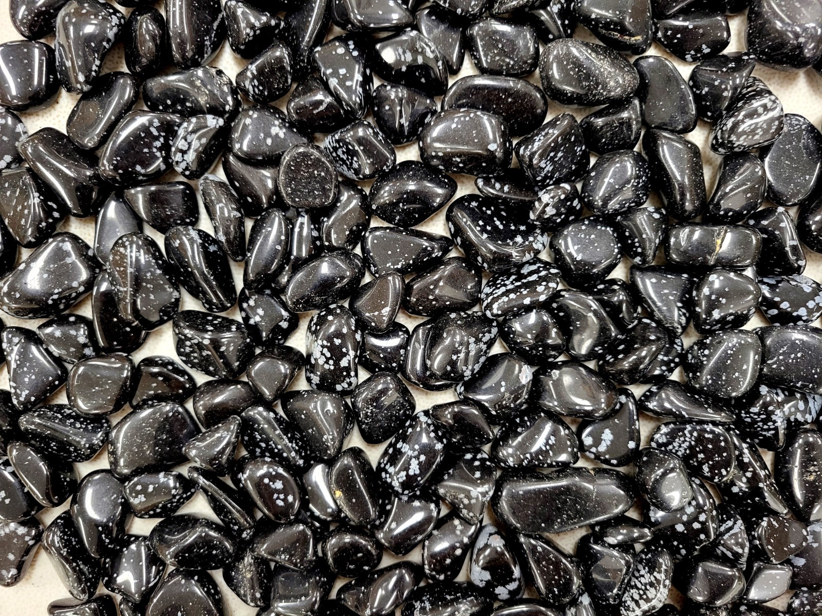 TUMBLED SNOWFLAKE OBSIDIAN CRYSTAL STONES JEWELRY SIZE BULK FROM SOUTH AFRICA
