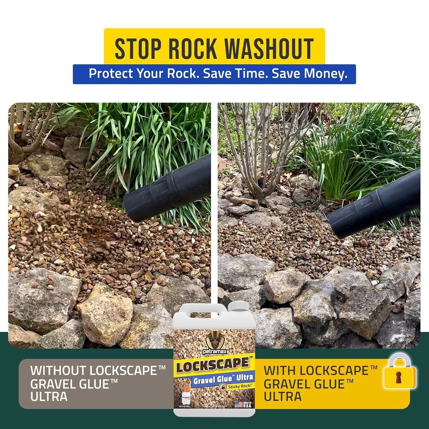 Lockscape Rock Glue 1 Gal: Ultra Concentrated Gravel Adhesive, Dries Clear, P…