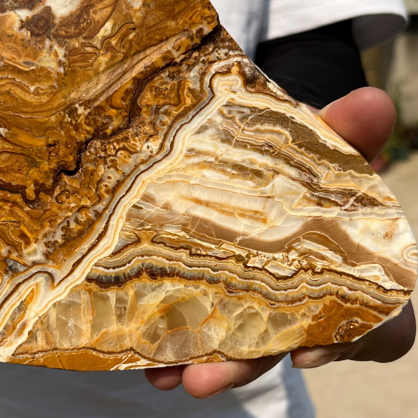 2130g Natural polychrome Banding Calcite Polished Slab Crystal Reiki Healing