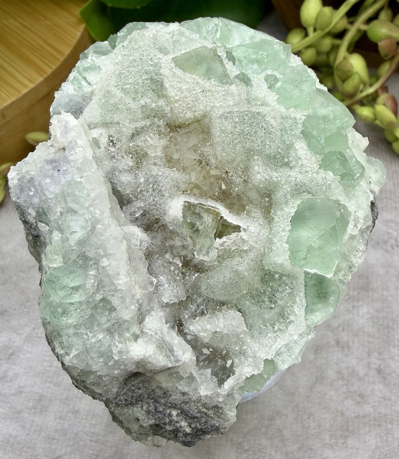 Crystal 233g Quartz Sugar Green Fluorite Cube Specimen Mineral Cluster UV React