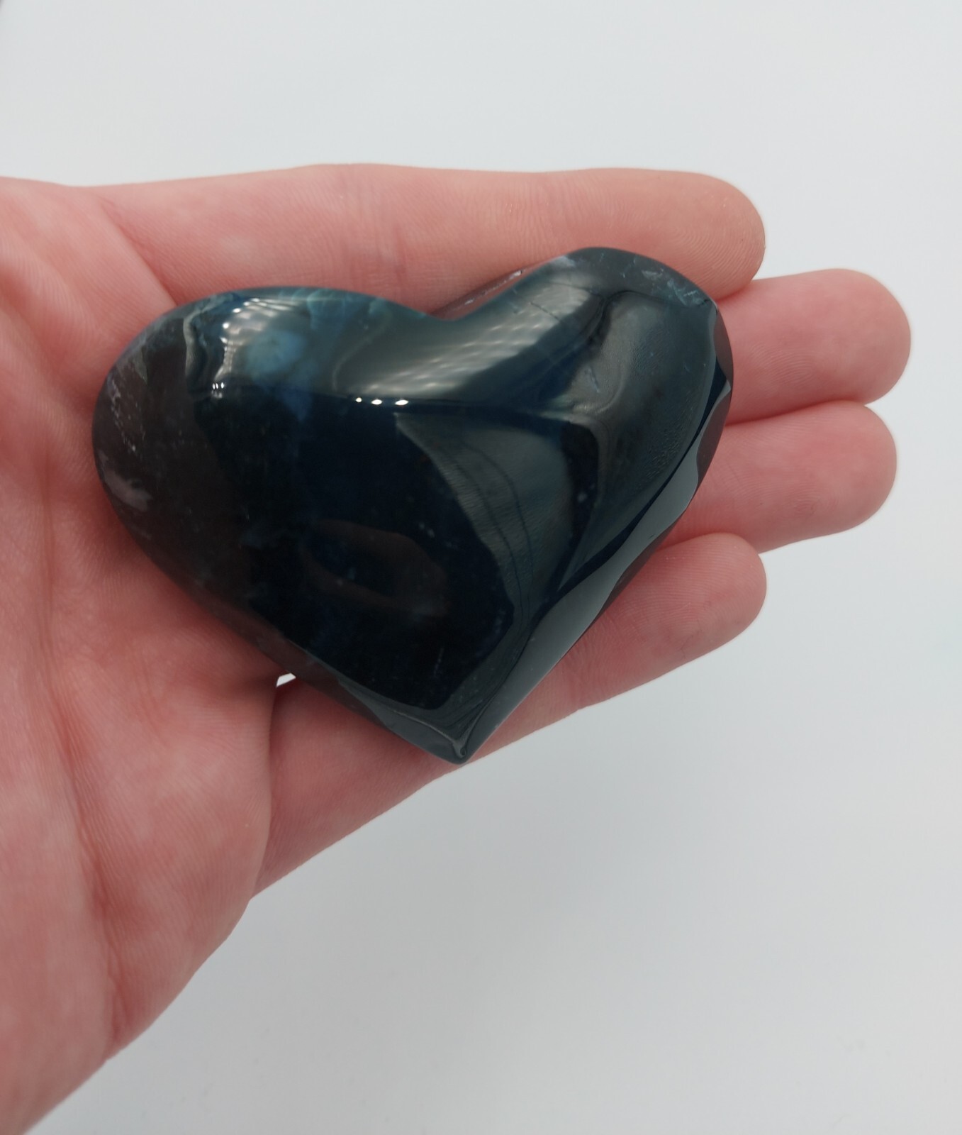Moss Agate Heart Healing Crystal 106 Grams 6.8cm by 5.4cm