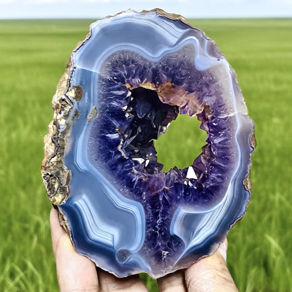 1.75LB Natural agate amethyst cave quartz crystal cave mineral specimen