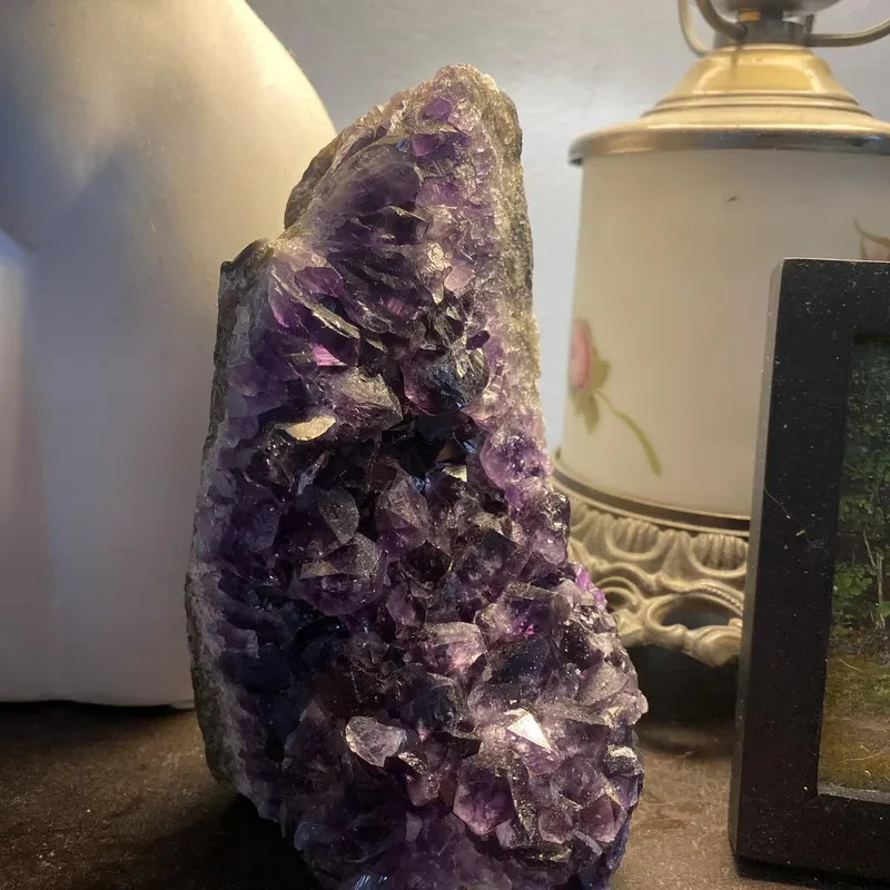 250G Natural Amethyst Raw Geode Cluster Purple Quartz Crystal Art Home Decor