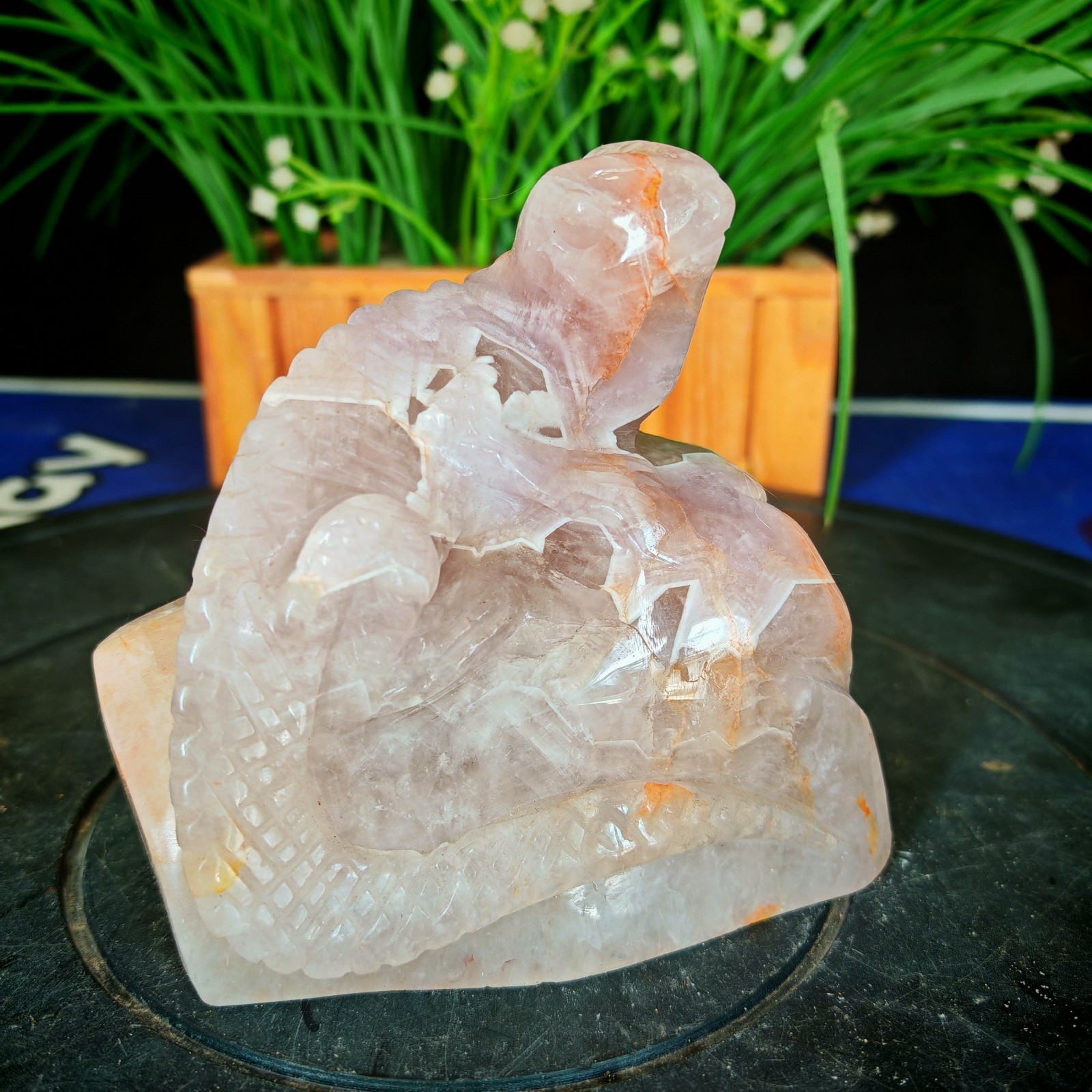 2.31LB Natural Crystal Purple Agate Carved Lizard Reptile & Crystal Lovers