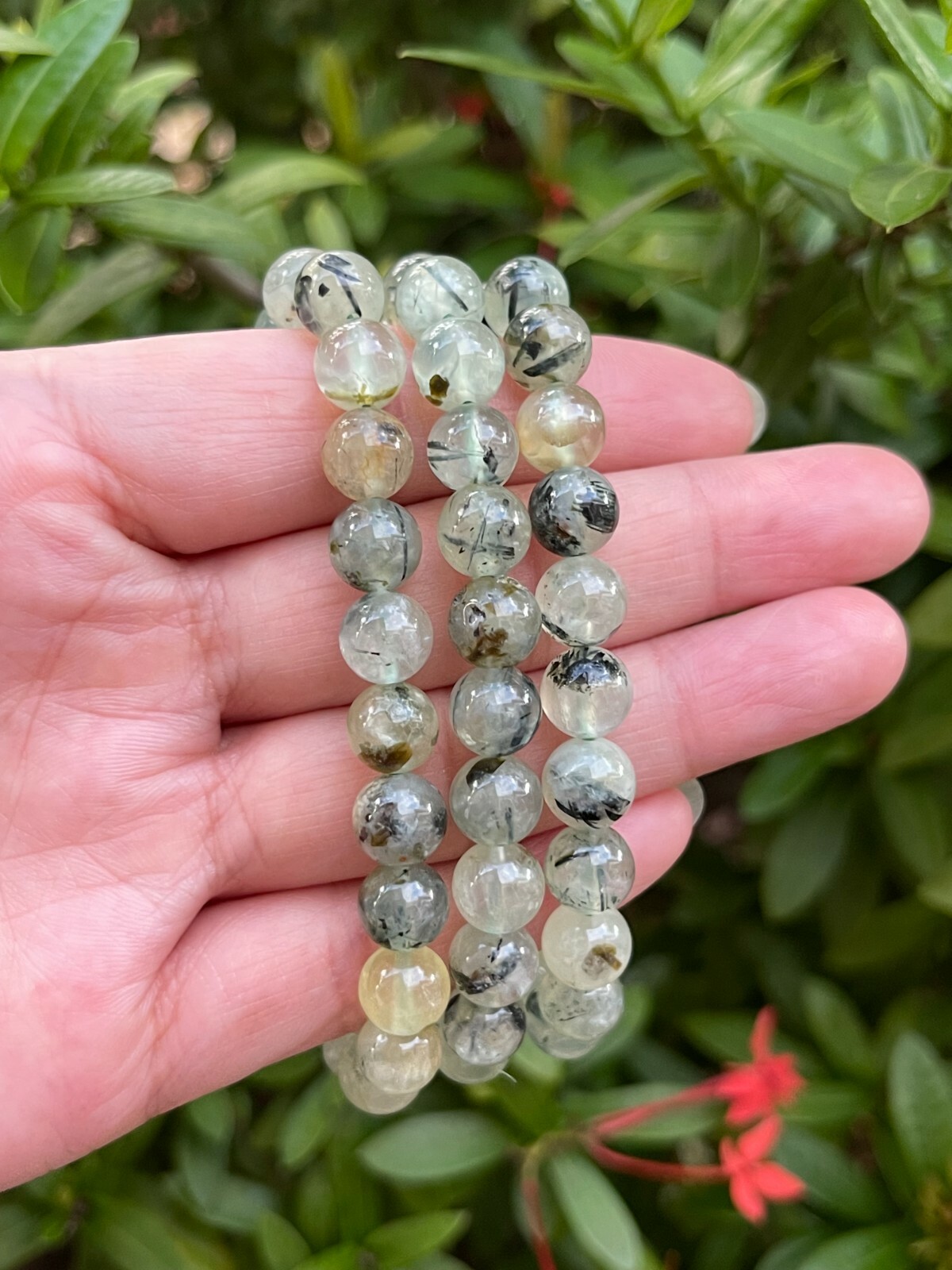 Grade A++ Green Prehnite Crystal Bead Bracelet 8mm, Genuine Gemstone Bracelet