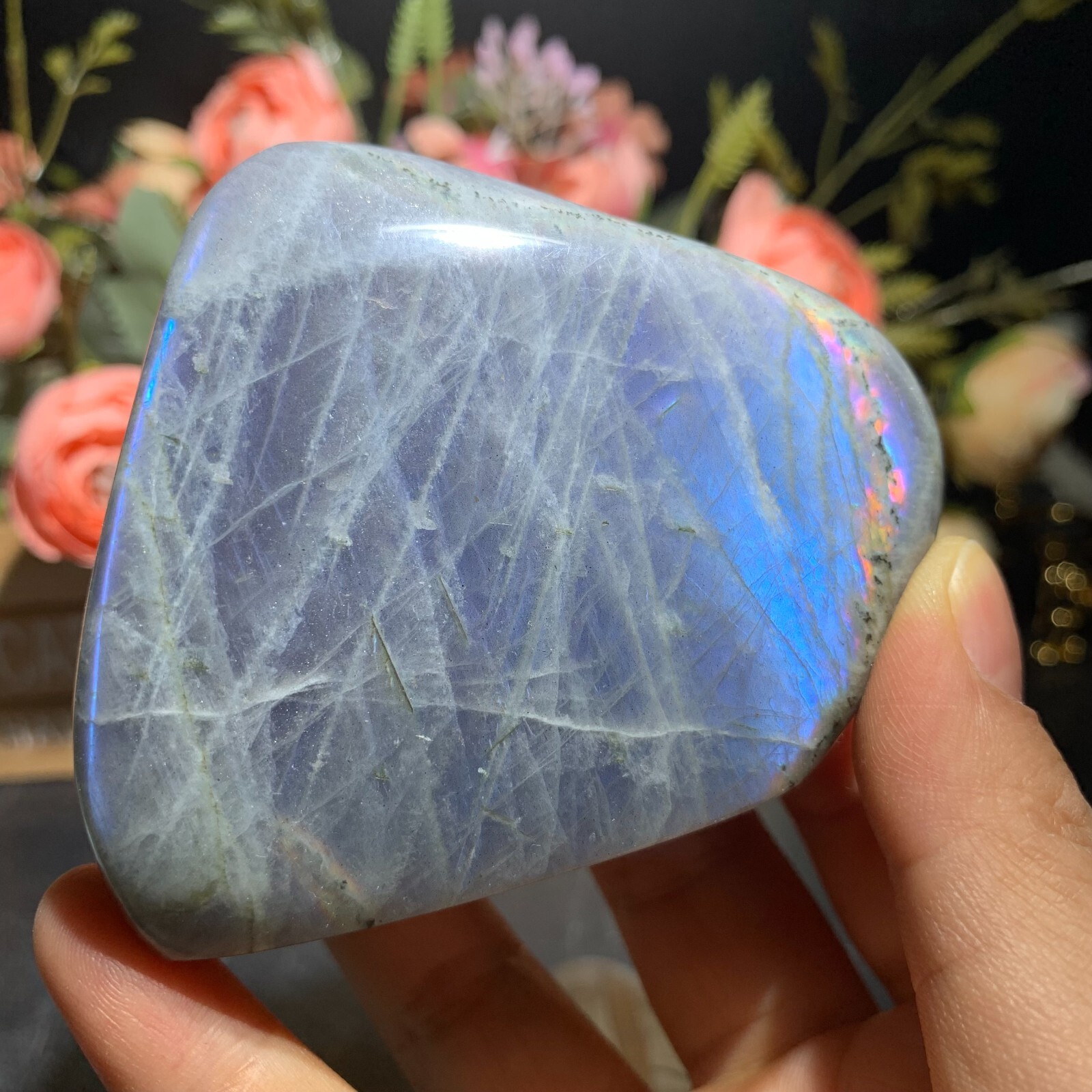 290g Natural Purple Labradorite Free Form Ornament Crystal Quartz Reiki 62mm