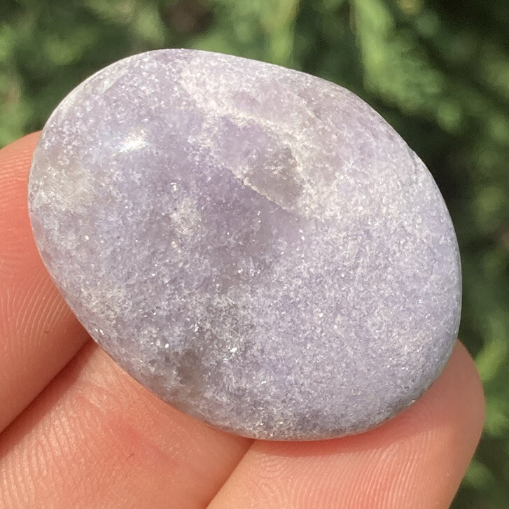 Handmade Polished LEPIDOLITE Healing Crystal Palm Stone Pebble MADAGASCAR 1.45″