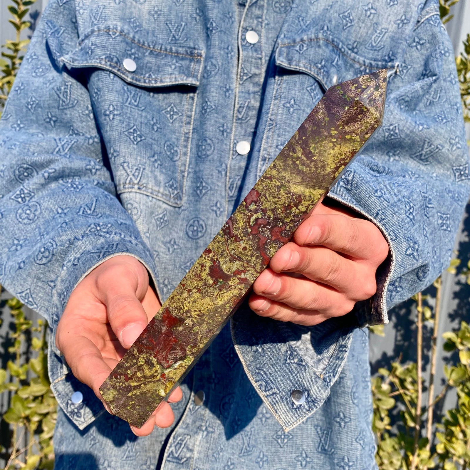1.19LB Natural dragon blood stone Column Quartz Crtal Obelisk Energy Healing