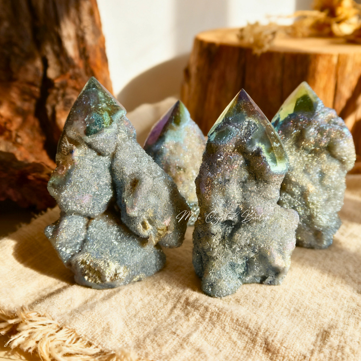 Angel Aura Sphalerite Druzy Tower Crystal Geode Decor Mineral Specimen Gift