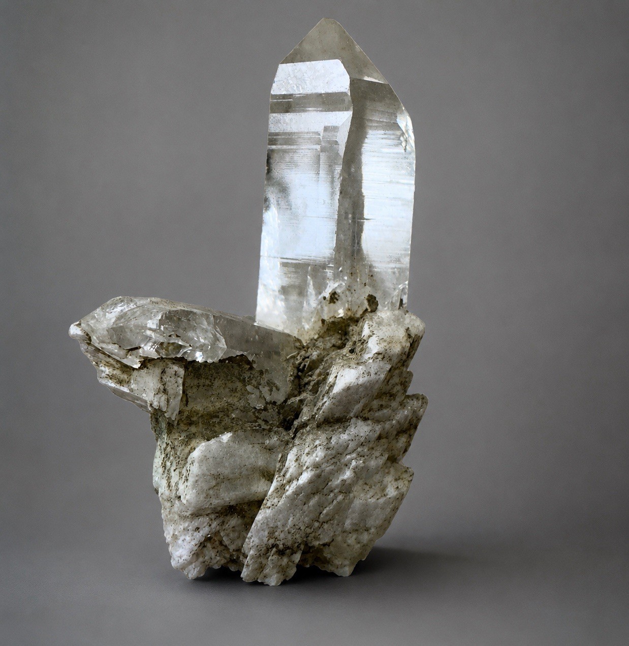 “Mountain Sentinel” Hashupi Himalayan Akashic Quartz on Feldspar & Mica Crystal