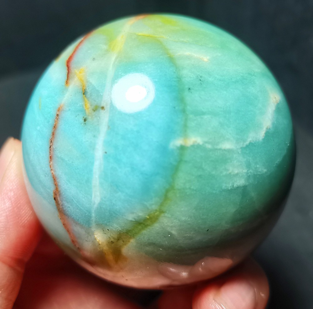 RARE 390G Natural Polished Colorful Sky blue Agate Crystal Ball Healing R2295