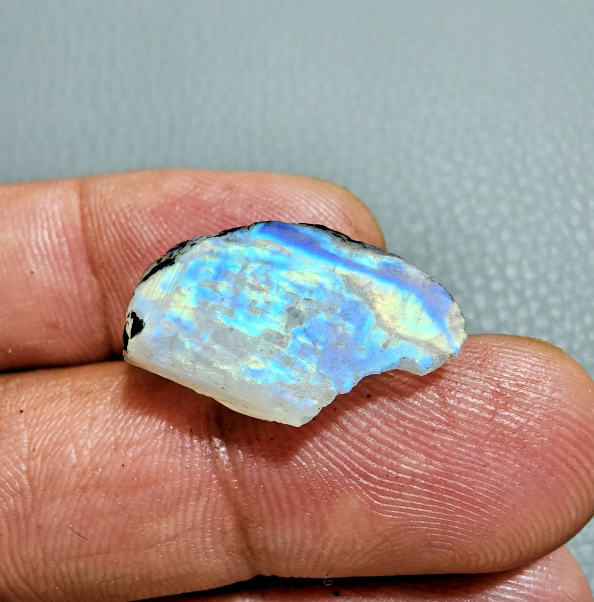 6 pcs Rare White Rainbow Moonstone Power Blue Fire Rough Loose Gemstone 21-24MM