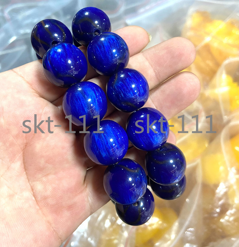 100% Certificate 20mm Natural Mexico Sky Blue Amber Beads Bracelet 7.5”
