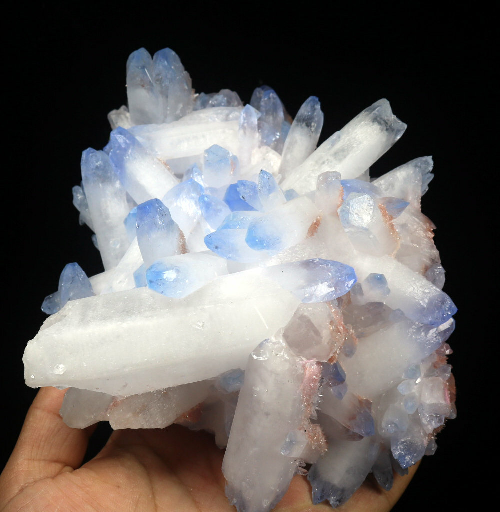 2.46lb Rare Beatiful Blue Tibetan Ghost phantom Quartz Crystal Cluster Specimen