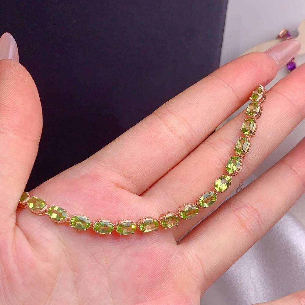 Natura elegant peridot bracelet Gemstone jewelry S925 Silver Plated 18K Gold
