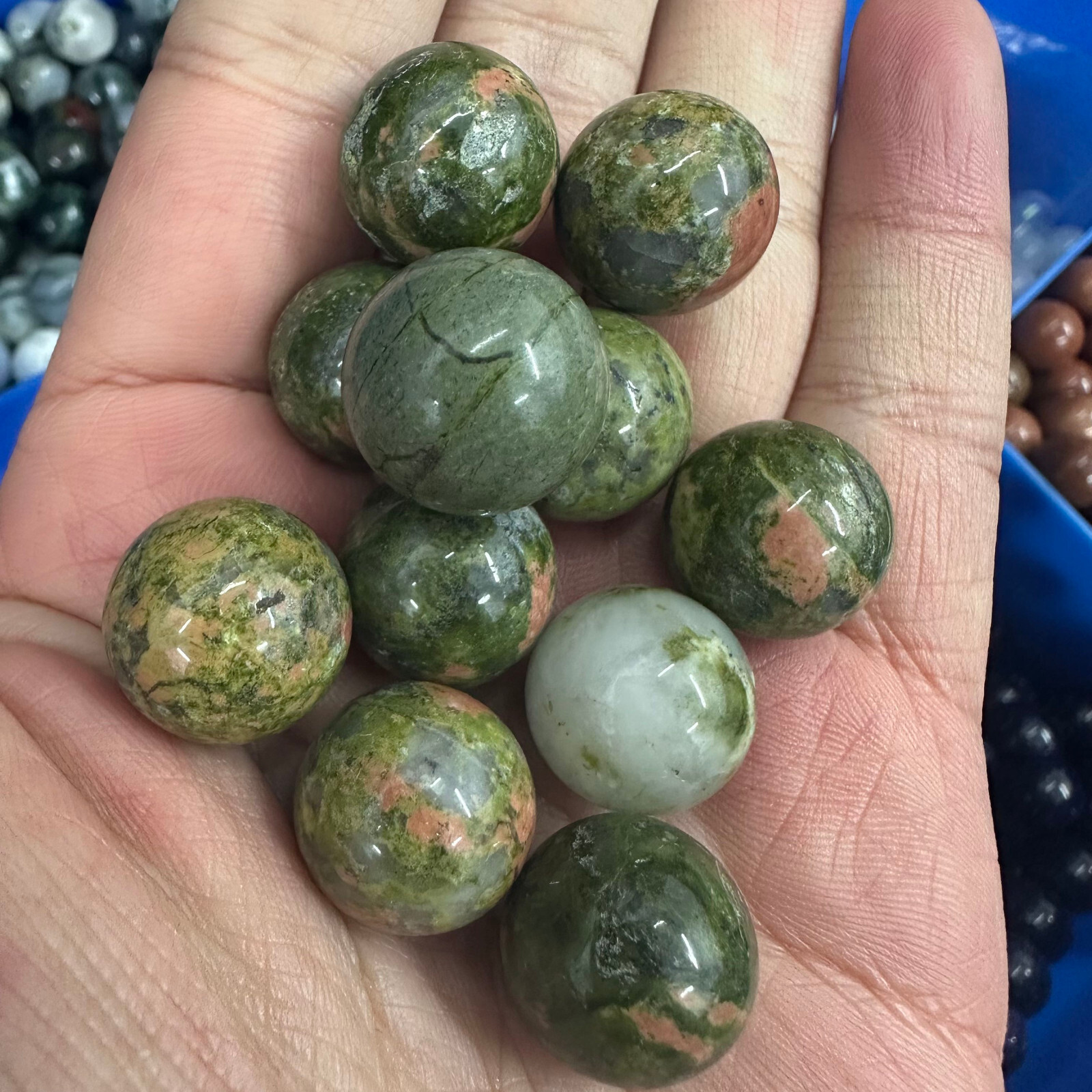 5PC Natural Unakite Ball Quartz Crystal Sphere Energy Healing Stone Gift